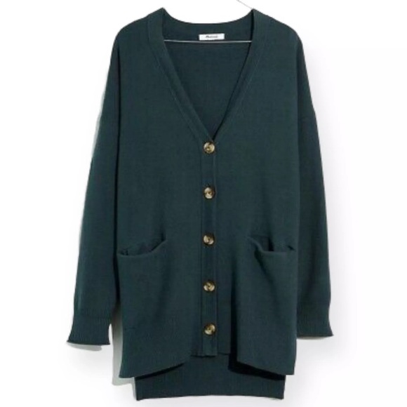 Madewell Miller Cardigan Sweater in Midnight Green - Picture 2 of 7